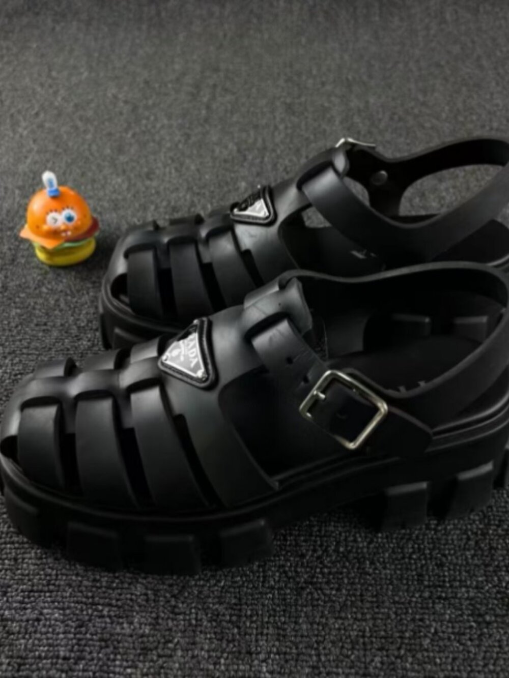 Prada Monolith Fisherman Sandals | Black Rubber, Size 37 (US 7)